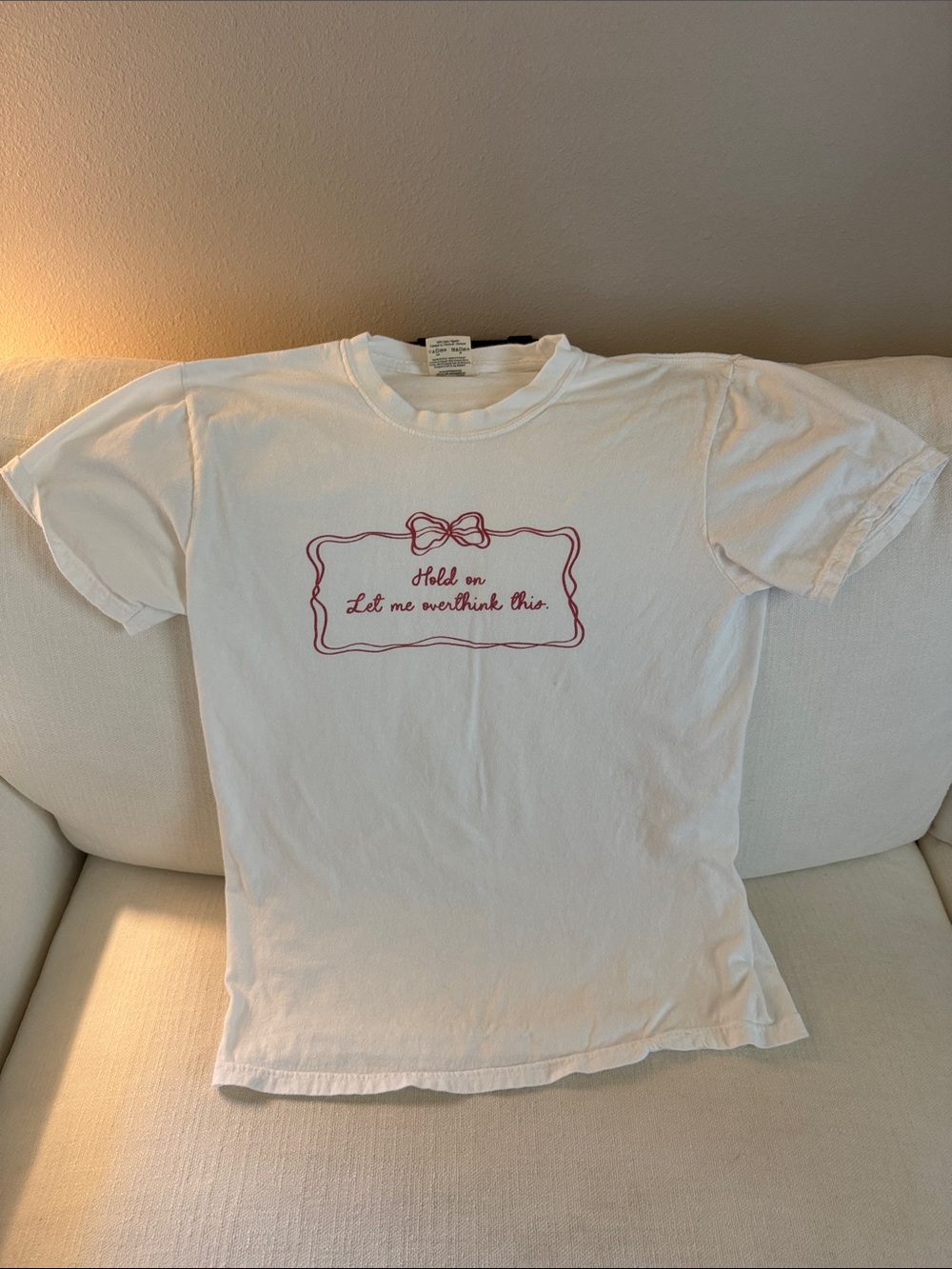 Comfort Colors White Tee with Pink Script Accent